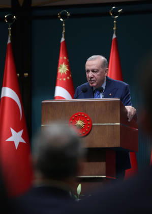 Turkish President Recep Tayyip Erdogan ANKARA, TURKIYE - OCTOBER 26: (----EDITORIAL USE ONLY - MANDATORY CREDIT - TURKISH PRESIDENCY MUSTAFA KAMACI HANDOUT - NO MARKETING NO ADVERTISING CAMPAIGNS - DISTRIBUTED AS A SERVICE TO CLIENTS----) Turkish President Recep Tayyip Erdogan delivers a statement to members of the press following the Presidential Cabinet Meeting held under his chairmanship at the Presidential Complex in Ankara, Turkiye on October 26, 2026. TUR Presidency Mustafa Kamaci Anadolu Ankara Turkey. Editorial use only. Please get in touch for any other usage.  Copyright: x2026xAnadoluxTURxPresidencyx xMustafaxKamacix