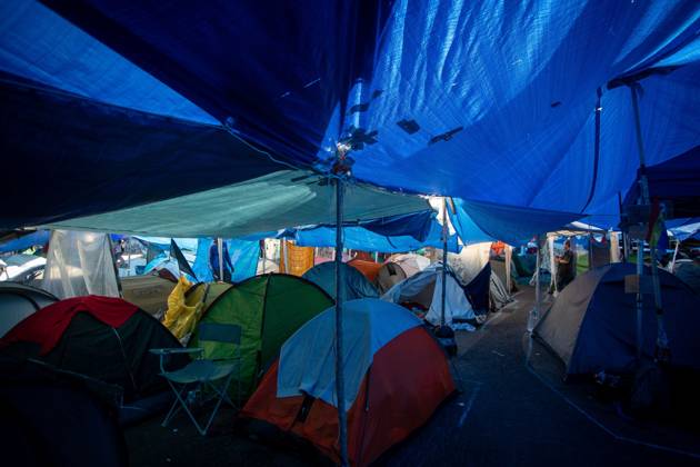 October 26, 2026, Madrid, Madrid, Spain: MADRID, SPAIN OCTOBER 26, 2026: Madrid has reached one month of protests in La Puerta del Sol Square, where hundreds of activists fighting for the right to housing in Spain have been staying in tents set up on September 26 of this year. The protesters organized the occupation of the plaza in response to the eviction of Maricarmen Abascal, an 87-year-old woman who was removed from her home and later died at a hospital in Spain s capital. Madrid Spain - ZUMAq101 20261026_zna_q101_115 Copyright: xC.xCarvajalx