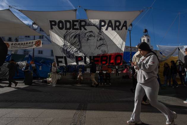 October 26, 2026, Madrid, Madrid, Spain: MADRID, SPAIN Ã¢â‚¬ OCTOBER 26, 2026: Madrid has reached one month of protests in La Puerta del Sol Square, where hundreds of activists fighting for the right to housing in Spain have been staying in tents set up on September 26 of this year. The protesters organized the occupation of the plaza in response to the eviction of Maricarmen Abascal, an 87-year-old woman who was removed from her home and later died at a hospital in Spain s capital. Madrid Spain  - ZUMAq101 20261026_zna_q101_113 Copyright: xC.xCarvajalx