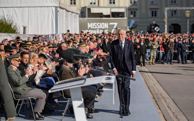 October 26, 2026 Official celebrations for Austria’s National Day 2026 Oath-taking ceremony during the official celebrations for National Day 2026 at Heldenplatz in Vienna, Austria. Image shows Alexander Sascha Van der Bellen, Federal President of the Republic of Austria, in Vienna at Heldenplatz, Vienna, Austria