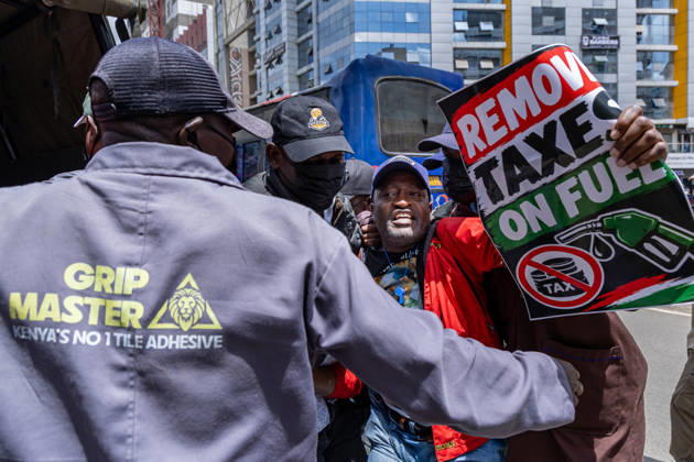 October 26, 2026, Nairobi, Kenya: A Kenyan human rights activist is arrested during a protest. Protesters demonstrated against rising fuel prices and the cost of living in Nairobi s Central Business District, calling for lower fuel prices and the removal of fuel taxes. Nairobi Kenya - ZUMAs197 20261026_aaa_s197_323 Copyright: xBonifacexMuthonix