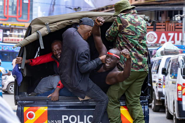 October 26, 2026, Nairobi, Kenya: A Kenyan human rights activist is arrested during a protest. Protesters demonstrated against rising fuel prices and the cost of living in Nairobi s Central Business District, calling for lower fuel prices and the removal of fuel taxes. Nairobi Kenya - ZUMAs197 20261026_aaa_s197_326 Copyright: xBonifacexMuthonix