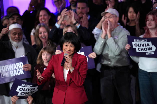 Olivia Chow Re-Elected as Toronto Mayor TORONTO, CANADA - OCTOBER 26: Toronto Mayor Olivia Chow delivers a speech after being re-elected for a second term in Toronto, Ontario, Canada, on October 26, 2026. Mert Alper Dervis Anadolu Ontario Canada. Editorial use only. Please get in touch for any other usage.  Copyright: x2026xAnadoluxMertxAlperxDervisx