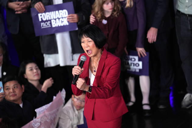 Olivia Chow Re-Elected as Toronto Mayor TORONTO, CANADA - OCTOBER 26: Toronto Mayor Olivia Chow delivers a speech after being re-elected for a second term in Toronto, Ontario, Canada, on October 26, 2026. Mert Alper Dervis Anadolu Ontario Canada. Editorial use only. Please get in touch for any other usage.  Copyright: x2026xAnadoluxMertxAlperxDervisx