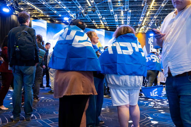 Israel, Jerusalem, October 27–28, 2026: Scenes from the election party of the Likud Party led by incumbent Prime Minister Benjamin Netanyahu. There was a long wait for Bibi to appear; he didn’t take the stage until around 3:15 a.m.