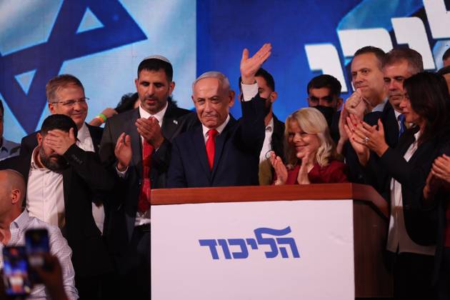 October 28, 2026, West Jerusalem, Israel: WEST JERUSALEM, OCTOBER 28, 2026: Israeli Prime Minister and Likud party leader Benjamin Netanyahu addresses supporters at the party™s election headquarters in West Jerusalem following the release of exit polls and preliminary results from Israel™s parliamentary elections held on October 27. West Jerusalem Israel - ZUMAq101 20261028_zna_q101_008 Copyright: xSaeedxQaqx