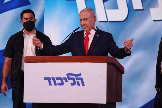 October 28, 2026, West Jerusalem, Israel: WEST JERUSALEM, OCTOBER 28, 2026: Israeli Prime Minister and Likud party leader Benjamin Netanyahu addresses supporters at the party™s election headquarters in West Jerusalem following the release of exit polls and preliminary results from Israel™s parliamentary elections held on October 27. West Jerusalem Israel - ZUMAq101 20261028_zna_q101_016 Copyright: xSaeedxQaqx