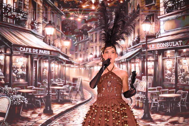 Salon du Chocolat - Paris A model wears a chocolate creation by Christophe Bertrand and Nicolas Morin of La Reine Astrid, designed in collaboration with designer Oriana Sara of Lacienta, during the Chocolate Musical Show at the 31st Salon du Chocolat et de la Pâtisserie – Chocolate Fair at Parc des Expositions Porte de Versailles on October 27, 2026, in Paris, France. Photo by Jana Call me J ABACAPRESS.COM Paris Ile de France France  Copyright: xJanaxCallxmexJ ABACAx