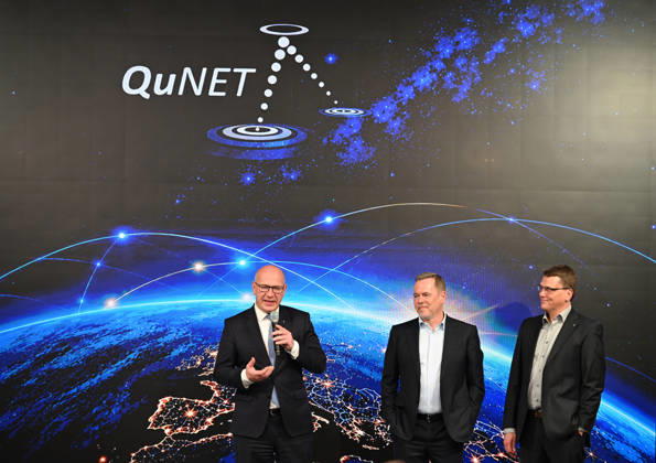 Quantum Communication Network Activated in Berlin BERLIN, GERMANY – OCTOBER 28: Berlin’s Governing Mayor Kai Wegner, FSO Team Leader Nino Walentar, and Head of the Institute Thomas Wiegand, participate in the activation of a cross-state quantum communication network connecting Bavaria, Thuringia and Berlin at the Fraunhofer Heinrich Hertz Institute (HHI) in Berlin, Germany, on October 28, 2026. The live demonstration marks the culmination of the seven-year QuNET research initiative, which develops highly secure communication systems based on quantum technologies. Volodymyr Sindieiev Anadolu Berlin Germany. Editorial use only. Please get in touch for any other usage.  Copyright: x2026xAnadoluxVolodymyrxSindieievx