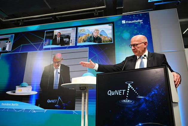 Quantum Communication Network Activated in Berlin BERLIN, GERMANY – OCTOBER 28: Berlin’s Governing Mayor Kai Wegner participates in the activation of a cross-state quantum communication network connecting Bavaria, Thuringia and Berlin at the Fraunhofer Heinrich Hertz Institute (HHI) in Berlin, Germany, on October 28, 2026. The live demonstration marks the culmination of the seven-year QuNET research initiative, which develops highly secure communication systems based on quantum technologies. Volodymyr Sindieiev Anadolu Berlin Germany. Editorial use only. Please get in touch for any other usage.  Copyright: x2026xAnadoluxVolodymyrxSindieievx