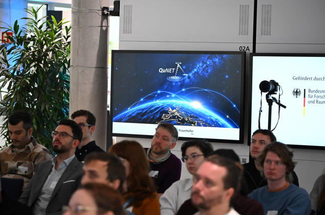 Quantum Communication Network Activated in Berlin BERLIN, GERMANY – OCTOBER 28: People take part in the launch of a cross-state quantum communication network connecting Bavaria, Thuringia and Berlin at the Fraunhofer Heinrich Hertz Institute (HHI) in Berlin, Germany, on October 28, 2026. The live demonstration marks the culmination of the seven-year QuNET research initiative, which develops highly secure communication systems based on quantum technologies. Volodymyr Sindieiev Anadolu Berlin Germany. Editorial use only. Please get in touch for any other usage.  Copyright: x2026xAnadoluxVolodymyrxSindieievx