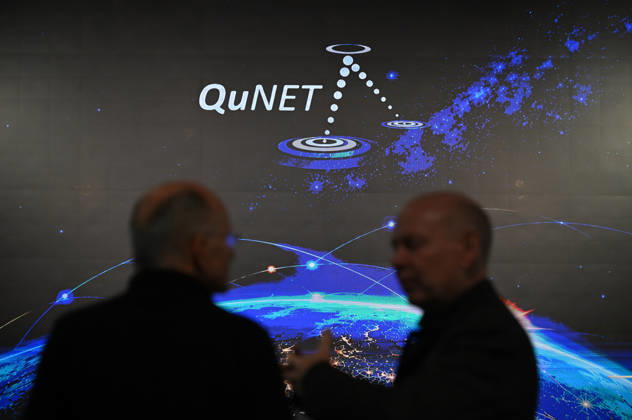 Quantum Communication Network Activated in Berlin BERLIN, GERMANY – OCTOBER 28: People take part in the launch of a cross-state quantum communication network connecting Bavaria, Thuringia and Berlin at the Fraunhofer Heinrich Hertz Institute (HHI) in Berlin, Germany, on October 28, 2026. The live demonstration marks the culmination of the seven-year QuNET research initiative, which develops highly secure communication systems based on quantum technologies. Volodymyr Sindieiev Anadolu Berlin Germany. Editorial use only. Please get in touch for any other usage.  Copyright: x2026xAnadoluxVolodymyrxSindieievx