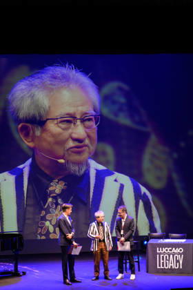 October 28, 2026, Lucca, Lucca, Italy: Master comic artist Go Nagai in a live drawing session during the inauguration of the 60th edition of Lucca Comics & Games, Lucca, 28 10 2026 Lucca Italy - ZUMAa289 20261028_zia_a289_188 Copyright: xStefanoxDallexLuchex xAgfx