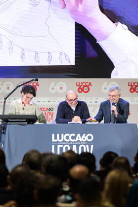 October 28, 2026, Lucca, Lucca, Italy: Alessandro Barbero, alongside co-authors Davide Savelli and Iris Biasio, presents Garribaldi. The British Tour, his first comic book published by Rizzoli Lizard, at the 60th edition of Lucca Comics & Games, Lucca, October 28, 2026. Lucca Italy - ZUMAa289 20261028_zia_a289_261 Copyright: xStefanoxDallexLuchex xAgfx