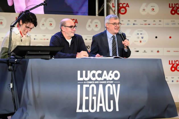 October 28, 2026, Lucca, Lucca, Italy: Alessandro Barbero, alongside co-authors Davide Savelli and Iris Biasio, presents Garribaldi. The British Tour, his first comic book published by Rizzoli Lizard, at the 60th edition of Lucca Comics & Games, Lucca, October 28, 2026. Lucca Italy - ZUMAa289 20261028_zia_a289_262 Copyright: xStefanoxDallexLuchex xAgfx