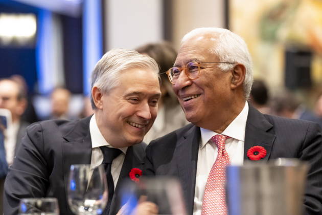 October 29, 2026, Montreal, Pq, CANADA: Minister of Finance Francois-Philippe Champagne, left, speaks with President of the European Council Antonio Costa at a luncheon ahead of the Canada-EU Summit, in Montreal, on Thursday, Oct. 29, 2026. Montreal CANADA  - ZUMAc35_ 20261029_zaf_c35_033 Copyright: xChristopherxKatsarovx