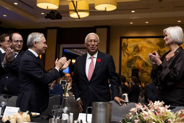 October 29, 2026, Montreal, Pq, CANADA: Minister of Finance Francois-Philippe Champagne, left, applauds as President of the European Council Antonio Costa is introduced at a luncheon ahead of the Canada-EU Summit, in Montreal, on Thursday, Oct. 29, 2026. Montreal CANADA  - ZUMAc35_ 20261029_zaf_c35_034 Copyright: xChristopherxKatsarovx