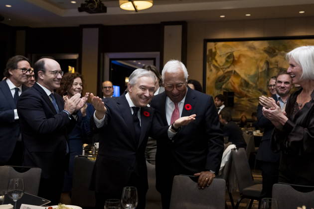October 29, 2026, Montreal, Pq, CANADA: Minister of Finance Francois-Philippe Champagne, left, introduces President of the European Council Antonio Costa at a luncheon ahead of the Canada-EU Summit, in Montreal, on Thursday, Oct. 29, 2026. Montreal CANADA  - ZUMAc35_ 20261029_zaf_c35_035 Copyright: xChristopherxKatsarovx