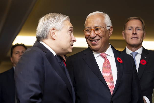 October 29, 2026, Montreal, Pq, CANADA: Minister of Finance Francois-Philippe Champagne, left, speaks with President of the European Council Antonio Costa at a luncheon ahead of the Canada-EU Summit, in Montreal, on Thursday, Oct. 29, 2026. Montreal CANADA  - ZUMAc35_ 20261029_zaf_c35_044 Copyright: xChristopherxKatsarovx