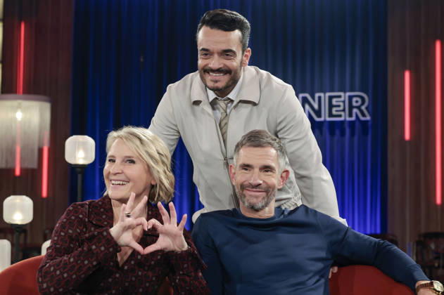 Susan Link, Giovanni Zarrella, and Micky Beisenherz during the taping of the WDR talk show *Kölner Treff* at WDR Studio BS 3 in Cologne, October 29, 2026 Foto:xR.xSchmiegeltx xFuturexImagex koelner_treff2910_6050