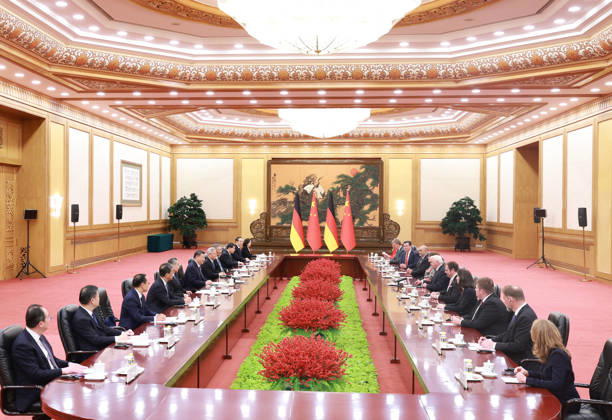 (261030) -- BEIJING, Oct. 30, 2026 -- Chinese President Xi Jinping holds talks with German President Frank-Walter Steinmeier, who is on a state visit to China, at the Great Hall of the People in Beijing, capital of China, Oct. 30, 2026. ) CHINA-BEIJING-XI JINPING-GERMAN PRESIDENT-TALKS (CN) WangxYe 