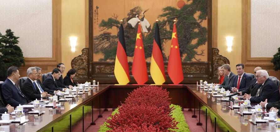 German president in Beijing Chinese President Xi Jinping (far L) holds talks with German President Frank-Walter Steinmeier (far R) at the Great Hall of the People in Beijing on Oct. 30, 2026.  A14AA0005632243P