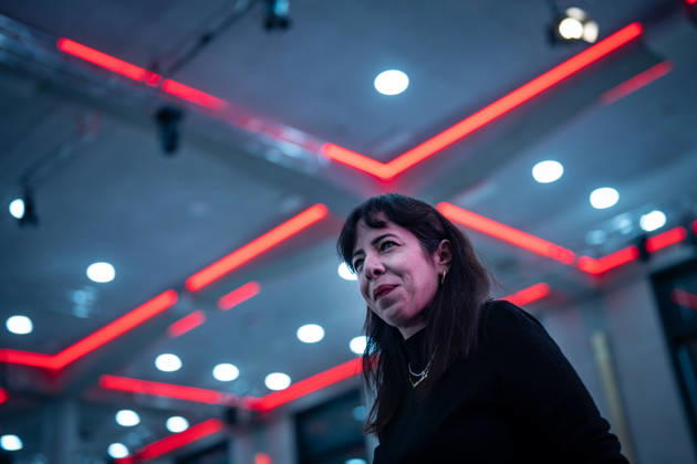 Elif Eralp, of The Left, a potential future governing mayor, delivers a speech at The Left’s special state party convention to decide on entering coalition negotiations in Berlin, Berlin, Germany, Dong Xuan Center