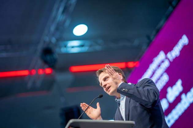 Maximilian Schirmer, Berlin State Chair of Die Linke; Special State Party Convention of Die Linke to Decide on Entering Coalition Negotiations in Berlin, Berlin, Germany; Dong Xuan Center