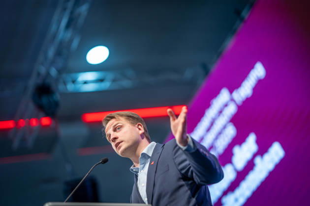 Maximilian Schirmer, Berlin State Chair of Die Linke; Special State Party Convention of Die Linke to Decide on Entering Coalition Negotiations in Berlin, Berlin, Germany; Dong Xuan Center